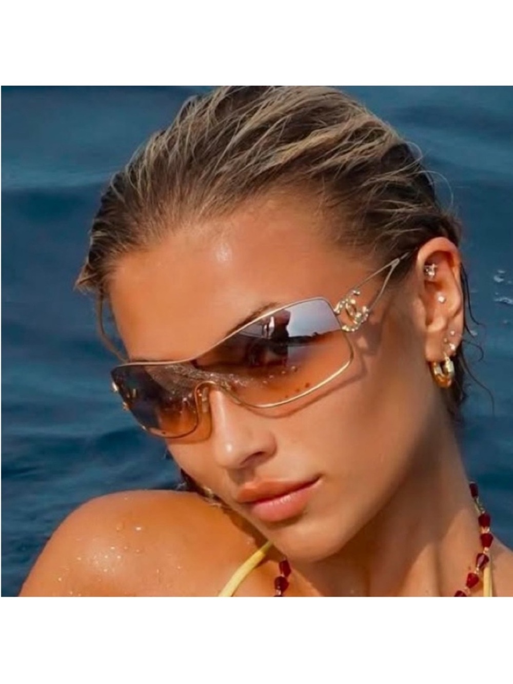 CHANEL GOLD Gradient Shield Sunglasses - Women
